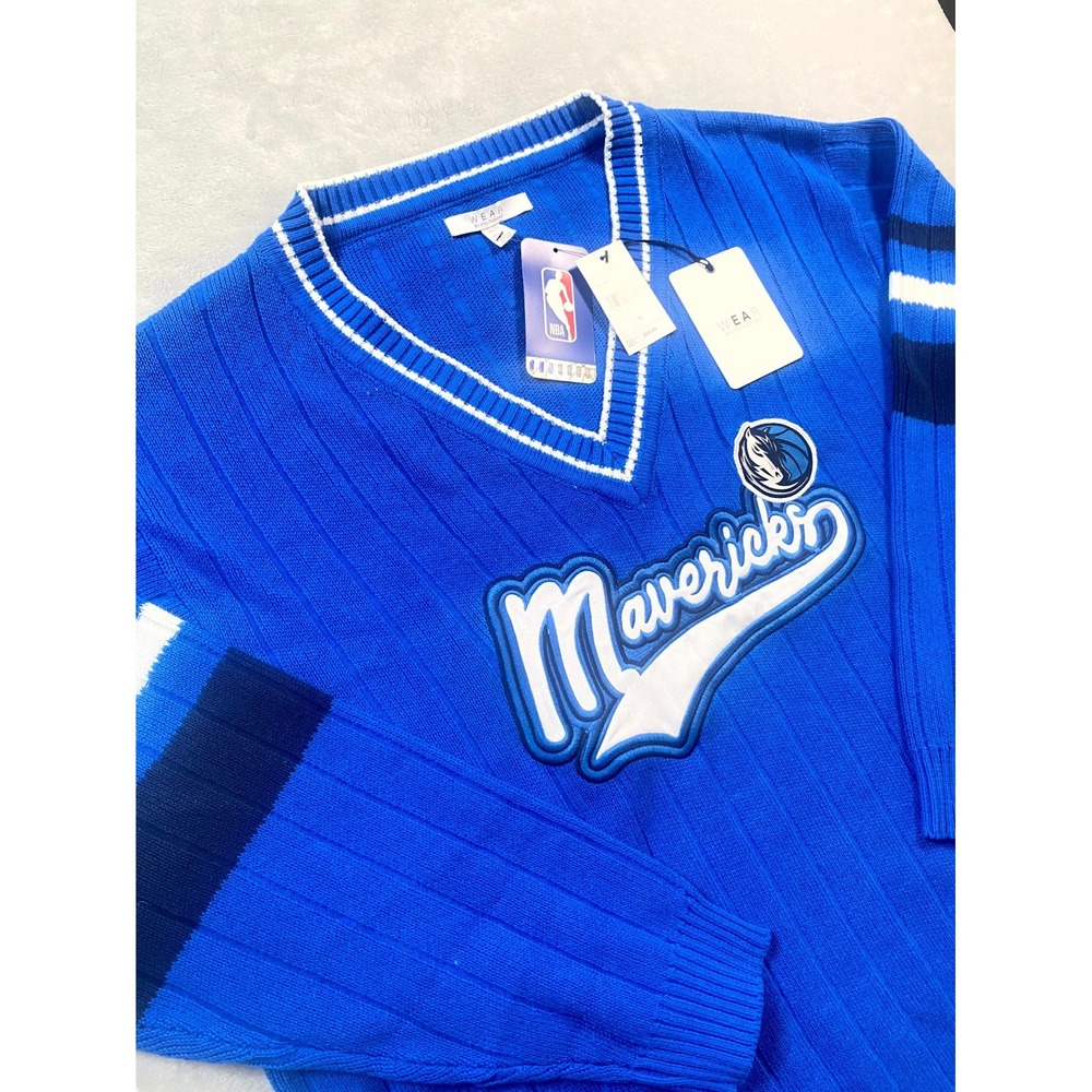 Wear by Erin‎ Andrews Dallas Mavericks V-Neck Sweater Womens XL Blue Knit NWT